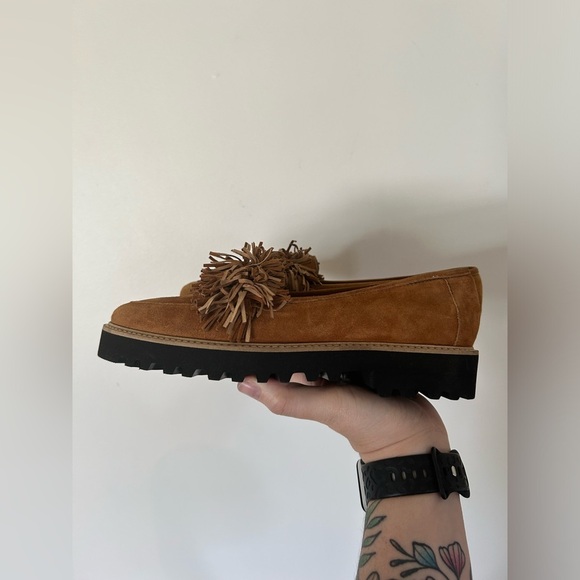 Ron White Italy Skylar Fringe Women's Leather Slip On Loafers Shoes - Picture 4 of 7